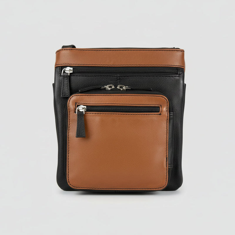 JBG Slim Genuine Leather Crossbody Bag. RFID Blocking Travel Purse with Multi-Zipper Pockets-6