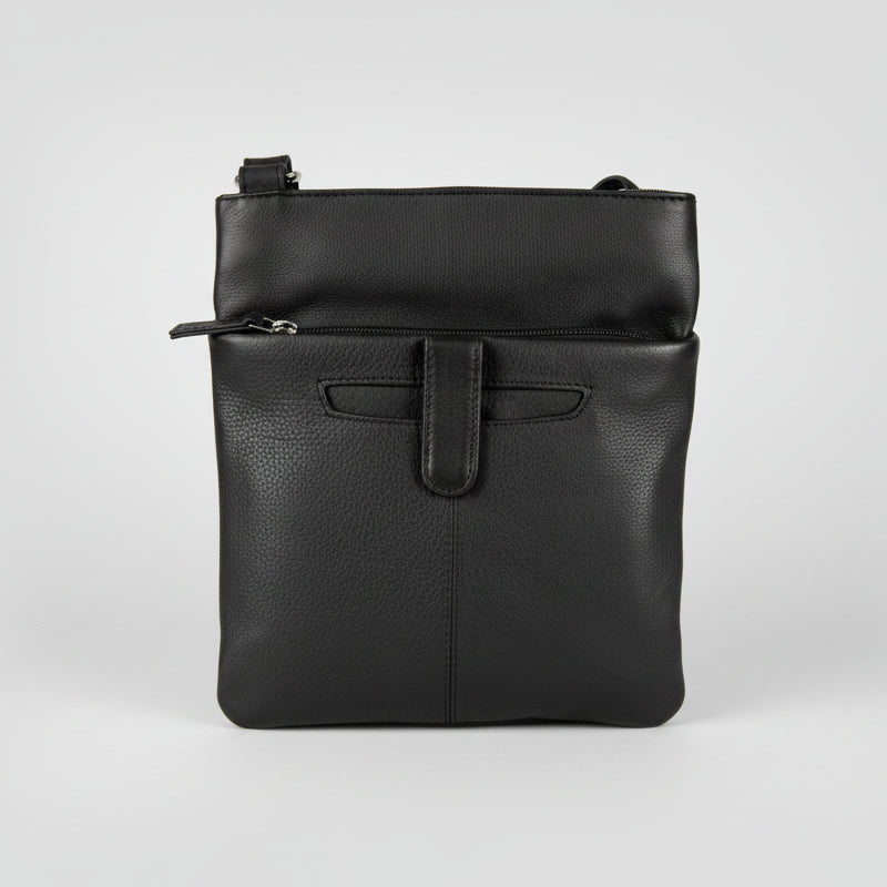JBG Slim Genuine Leather Crossbody Bag. RFID Blocking Travel Purse with Multi-Zipper Pockets-3