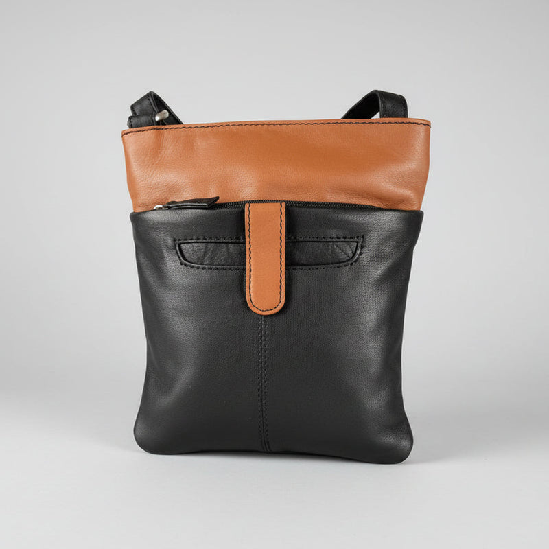 JBG Slim Genuine Leather Crossbody Bag. RFID Blocking Travel Purse with Multi-Zipper Pockets-7