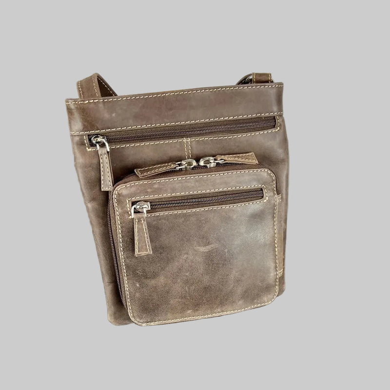 JBG Slim Genuine Leather Crossbody Bag. RFID Blocking Travel Purse with Multi-Zipper Pockets-4