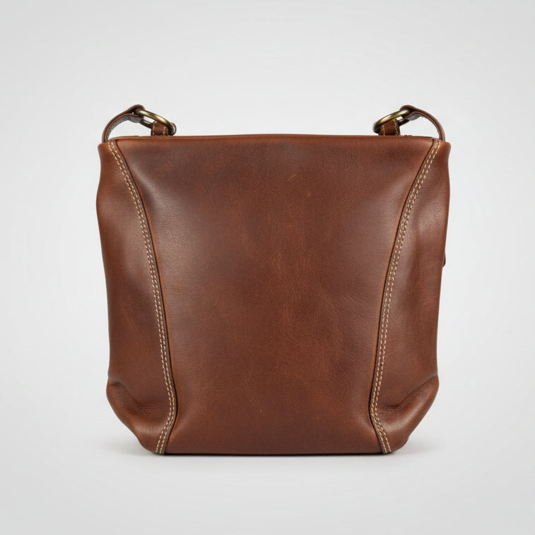 Rugged Earth Full Grain Leather Crossbody Bag. Simple Minimalist Hobo Purse with Symmetrical Stitching-1
