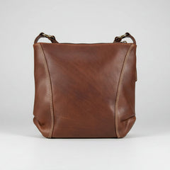 Rugged Earth Full Grain Leather Crossbody Bag. Simple Minimalist Hobo Purse with Symmetrical Stitching-2