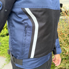 Men's Textile Motorcycle Jacket. Protective Armor, Reflective Strips & Multiple Pockets-4