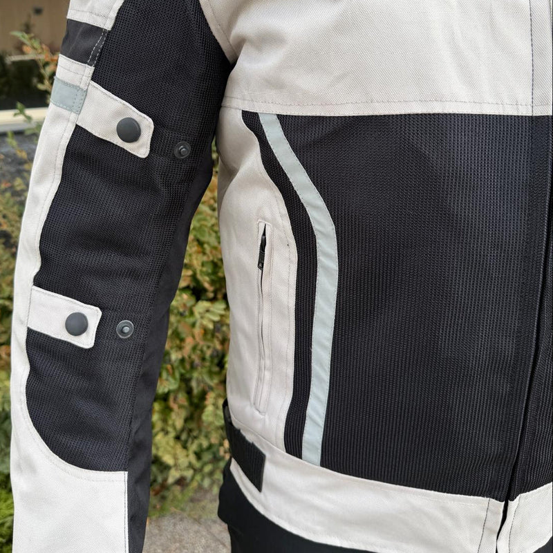 Men's Textile Motorcycle Jacket. Protective Armor, Reflective Strips & Multiple Pockets-10