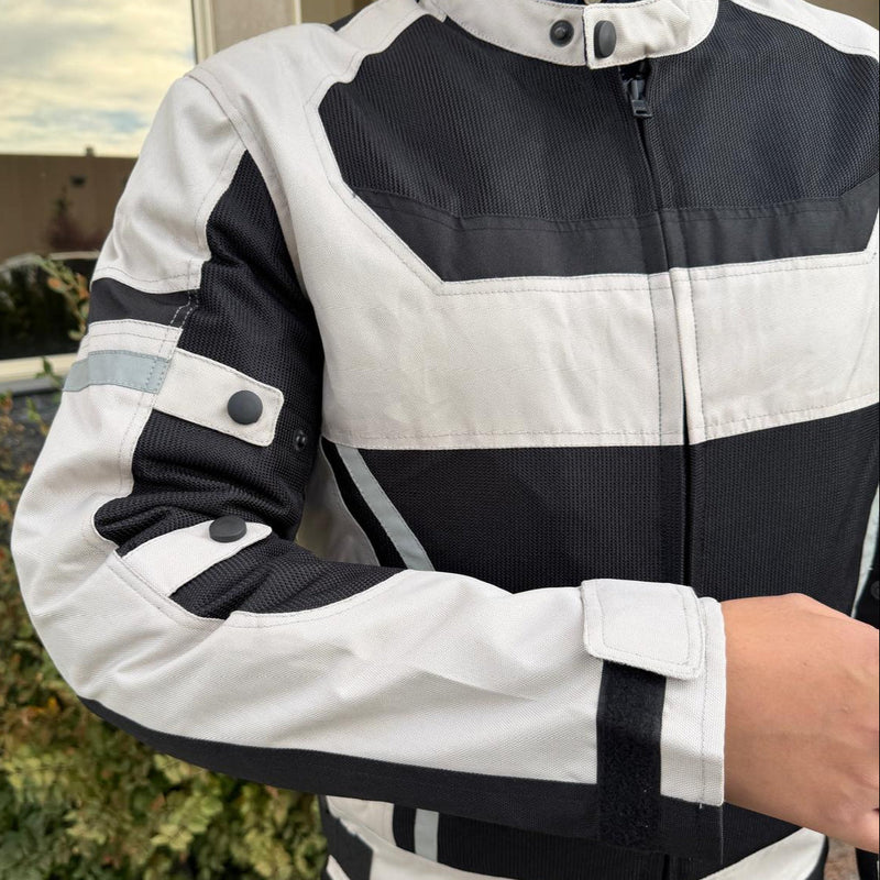 Men's Textile Motorcycle Jacket. Protective Armor, Reflective Strips & Multiple Pockets-11