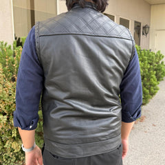 Men's Genuine Cow Leather Biker Club Vest-7