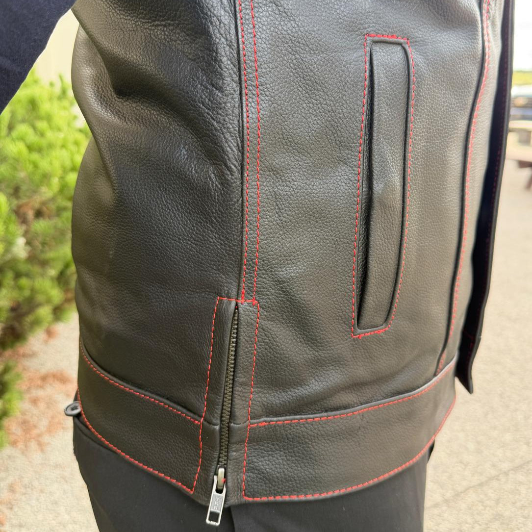 Men's Genuine Cow Leather Biker Club Vest-4