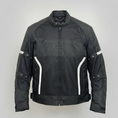 Men's Textile Motorcycle Jacket. Protective Armor, Reflective Strips & Multiple Pockets-12