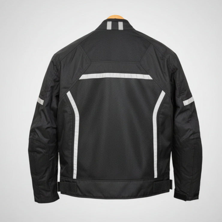 Men's Textile Motorcycle Jacket. Protective Armor, Reflective Strips & Multiple Pockets-13