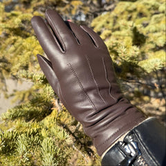 Women's Touchscreen Sheep Leather Gloves with Wool Blend Lining-1