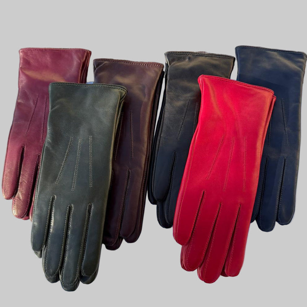 Women's Drum Dyed Lamb Leather Gloves with Wool Blend Lining-23