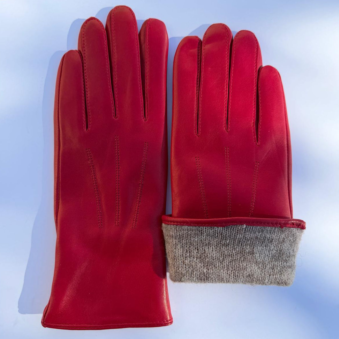 Women's Drum Dyed Lamb Leather Gloves with Wool Blend Lining-3