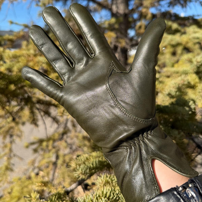 Women's Drum Dyed Lamb Leather Gloves with Wool Blend Lining-8