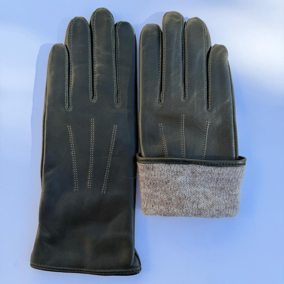 Women's Drum Dyed Lamb Leather Gloves with Wool Blend Lining-7