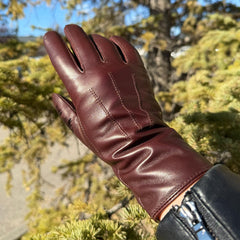 Women's Drum Dyed Lamb Leather Gloves with Wool Blend Lining-16