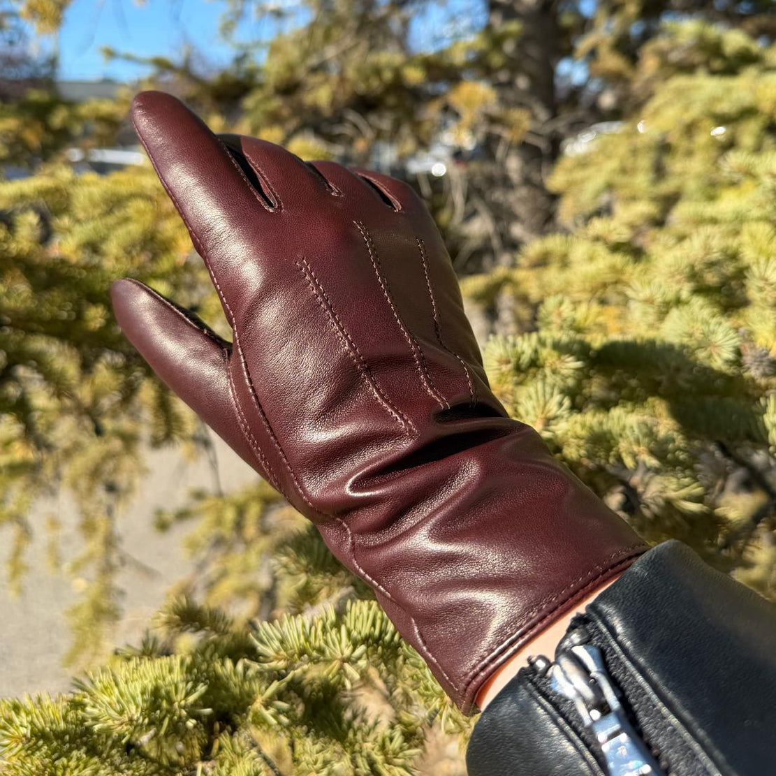 Women's Drum Dyed Lamb Leather Gloves with Wool Blend Lining-13