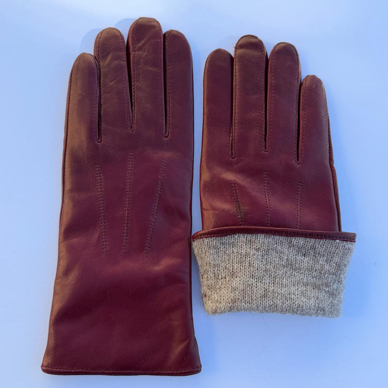 Women's Drum Dyed Lamb Leather Gloves with Wool Blend Lining-20