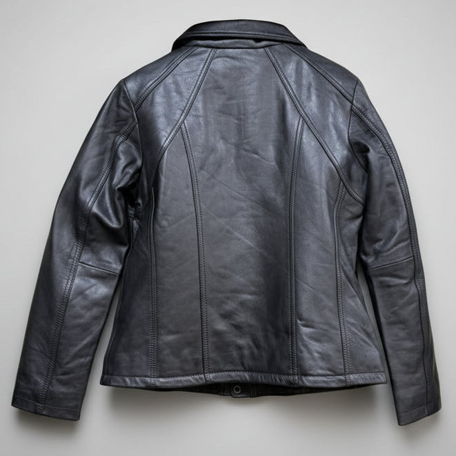 Women's Classic Sheepskin Leather Jacket with Removable Insulation-3
