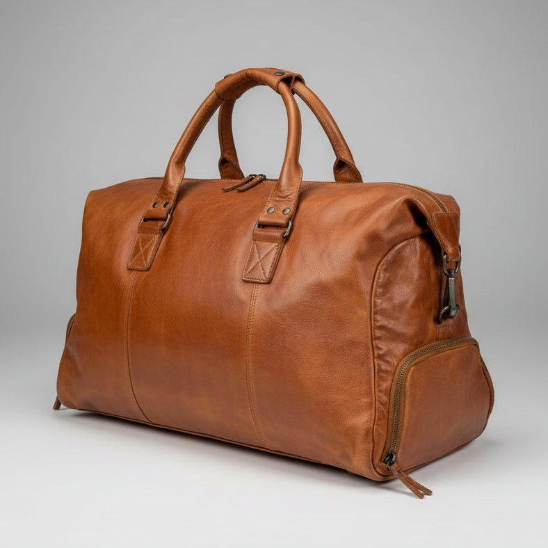 MET Premium Leather Duffle Bag Travel Weekend Carry-on-1