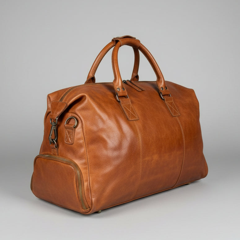 MET Premium Leather Duffle Bag Travel Weekend Carry-on-3