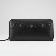 MET Women's Leather Wallet with Snowflake Studs Zip Around-1