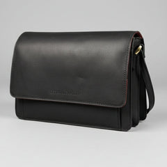 Derek Alexander Half Flap Organizer Leather Messenger Crossbody Bag-1