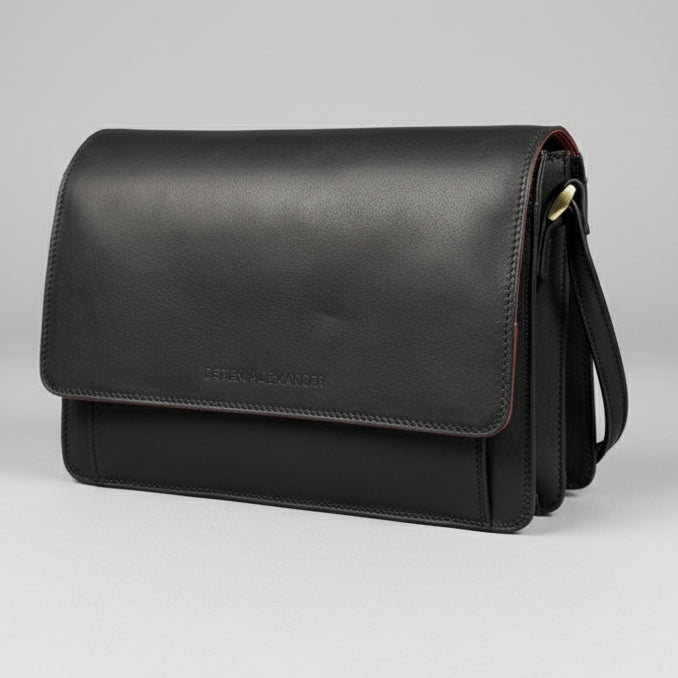 Derek Alexander Half Flap Organizer Leather Messenger Crossbody Bag-1