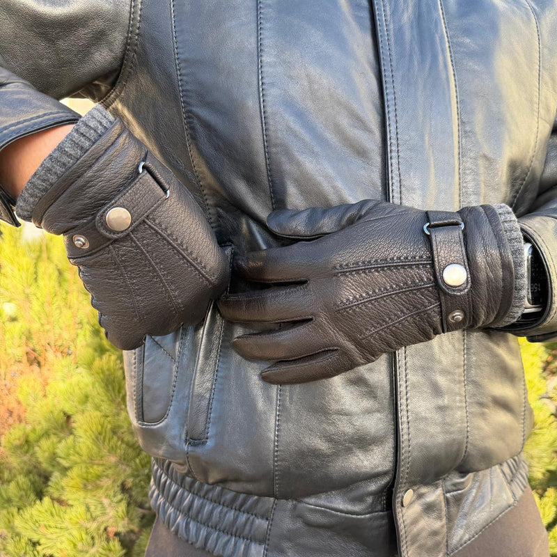 Men's Black Goat Leather Gloves-1