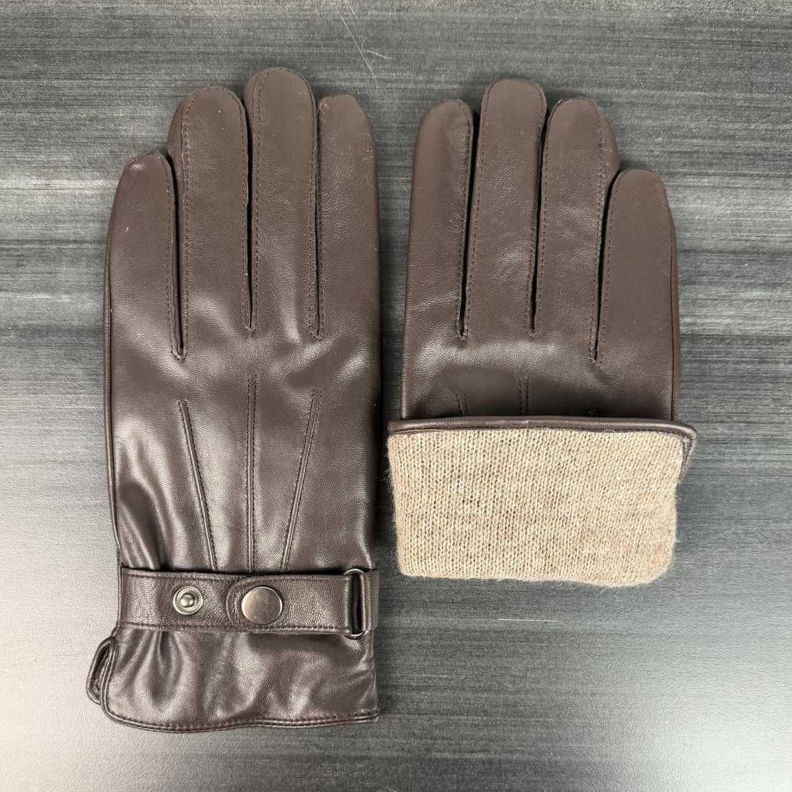 Men's Lamb Leather Gloves with Wool Blend Lining-3