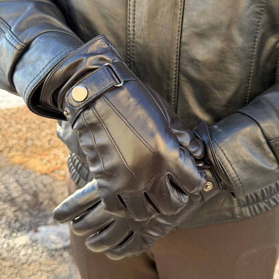 Men's Lamb Leather Gloves with Wool Blend Lining-5