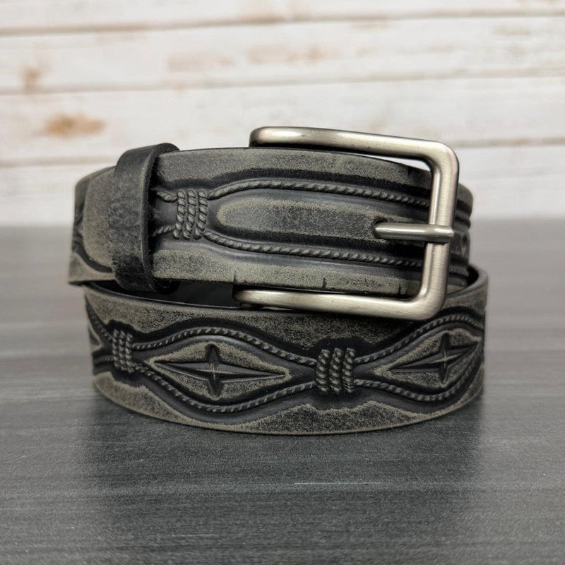 Keldon Men's Grain Leather Embossed Belt with Removable Buckle-1