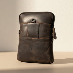 Greenwood Leather Mini Crossbody Bag. Premium 3-Zipper Travel Organizer-4