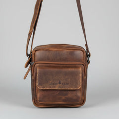 Greenwood Leather Mini-Messenger Bag. Premium Compact Crossbody Travel Organizer-1