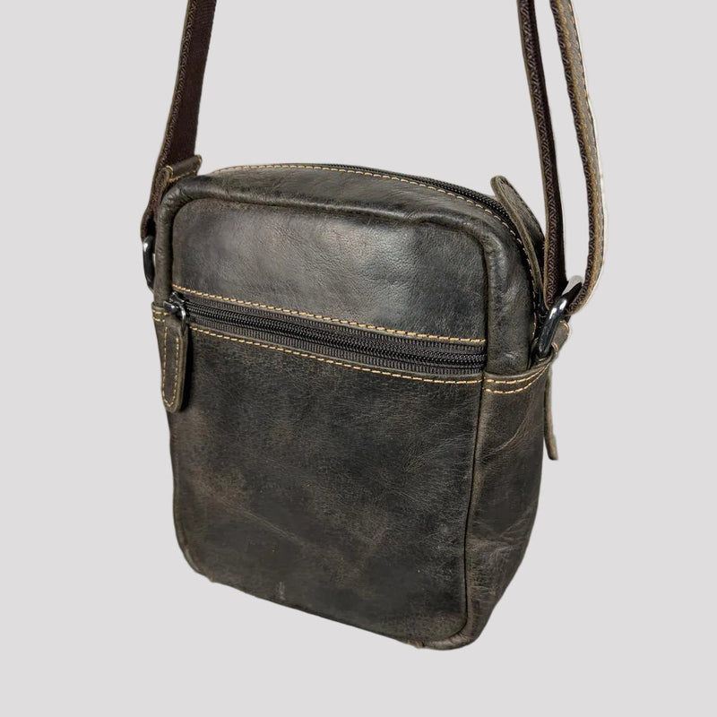Greenwood Leather Mini-Messenger Bag. Premium Compact Crossbody Travel Organizer-6