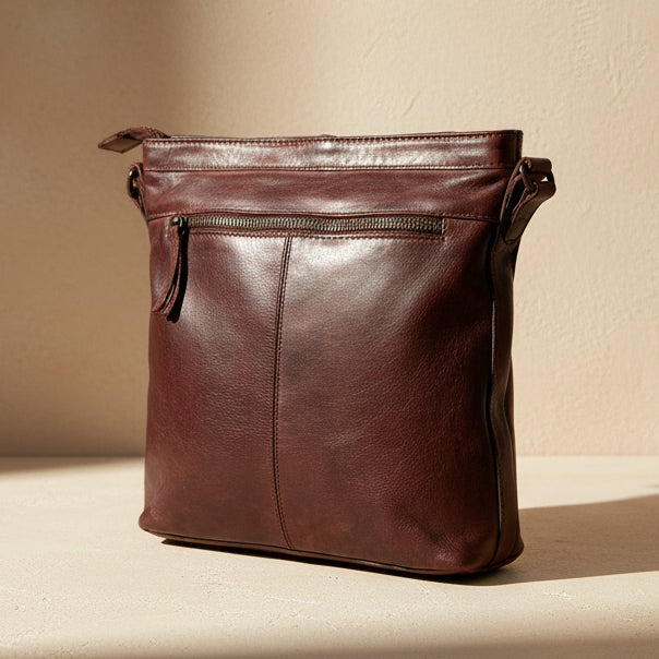 MET Premium Cow Leather Crossbody Bag with Chain Zipper Detail-2