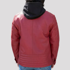 BOL Mens Alvin Lambskin Leather Jacket with Removable Hood-2