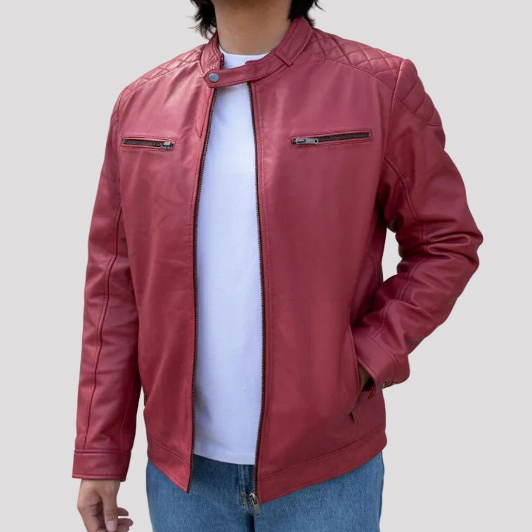 BOL Mens Alvin Lambskin Leather Jacket with Removable Hood-5