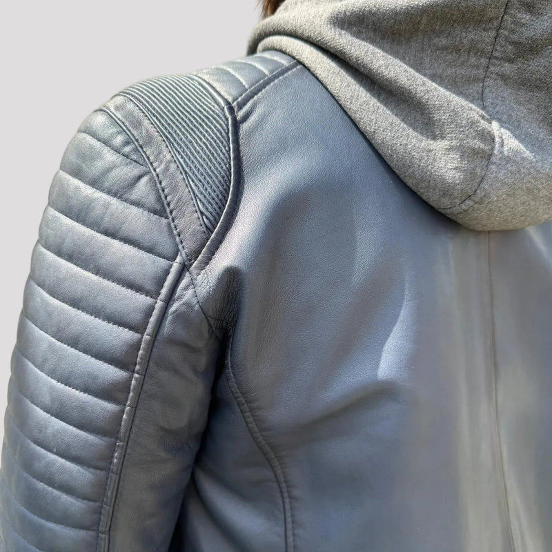 BOL Mens Bally Lambskin Leather Jacket with Removable Hood-3