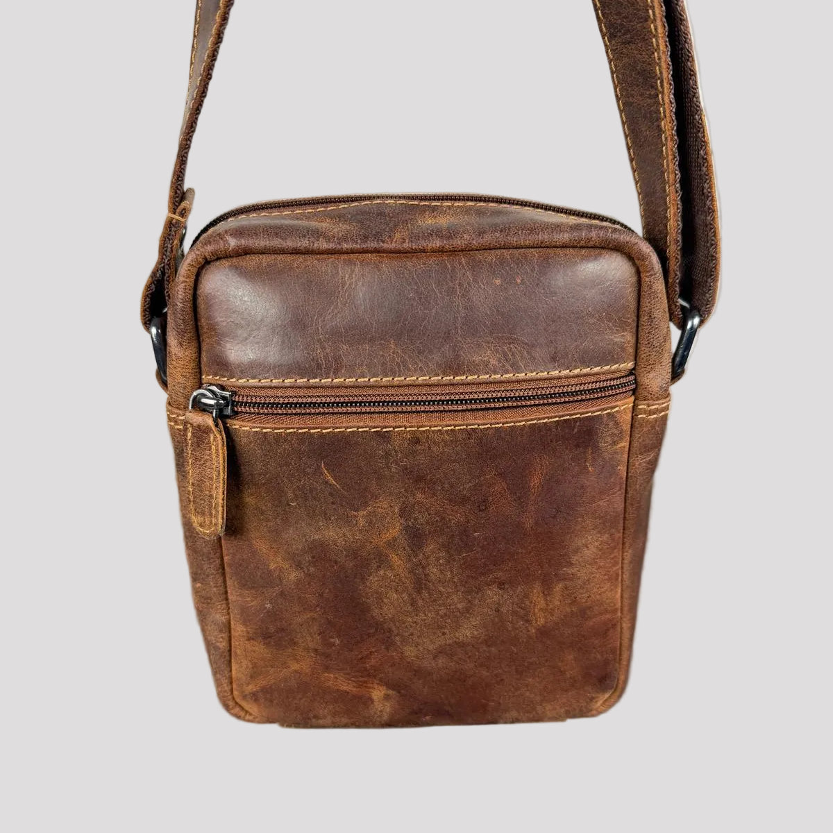 Greenwood Leather Mini-Messenger Bag. Premium Compact Crossbody Travel Organizer-2