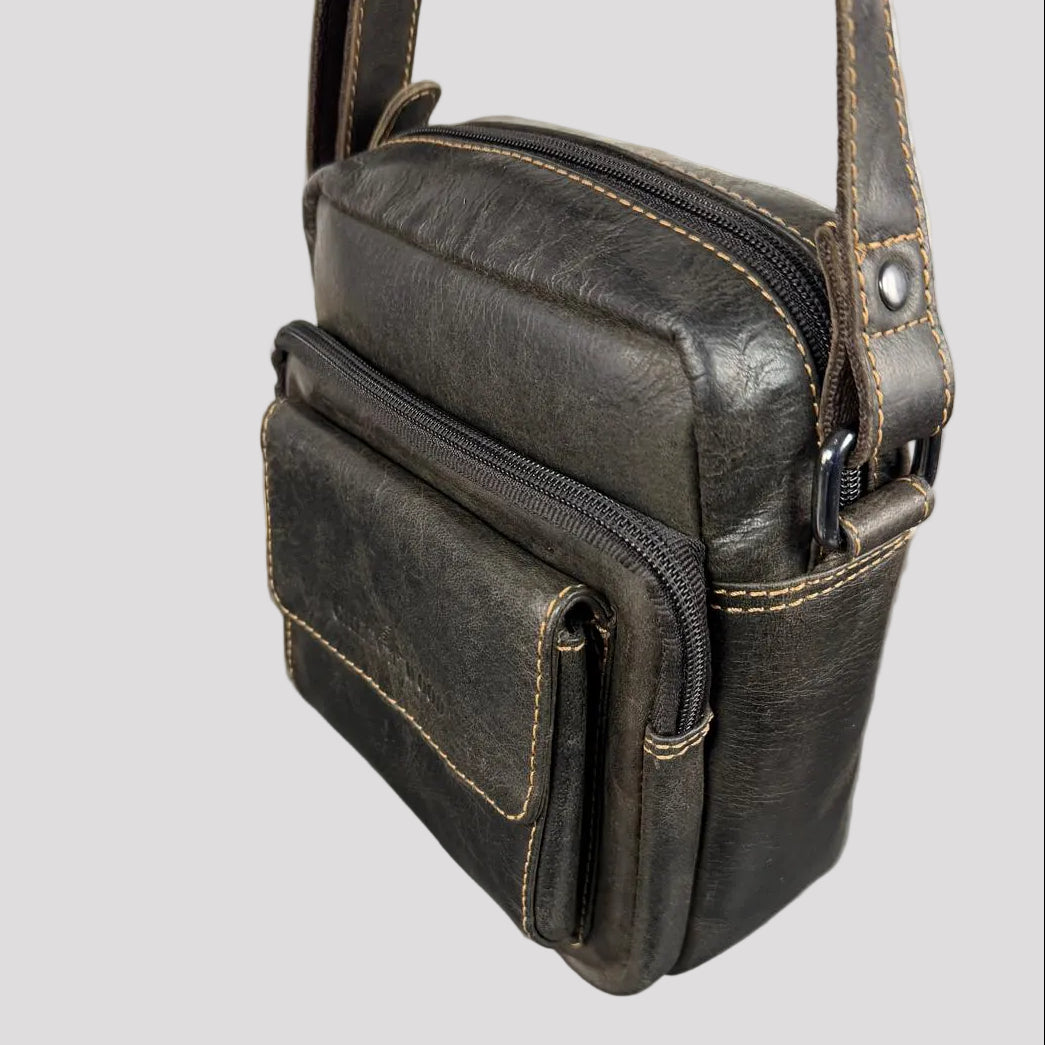 Greenwood Leather Mini-Messenger Bag. Premium Compact Crossbody Travel Organizer-5