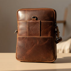 Greenwood Leather Mini Crossbody Bag. Premium 3-Zipper Travel Organizer-2