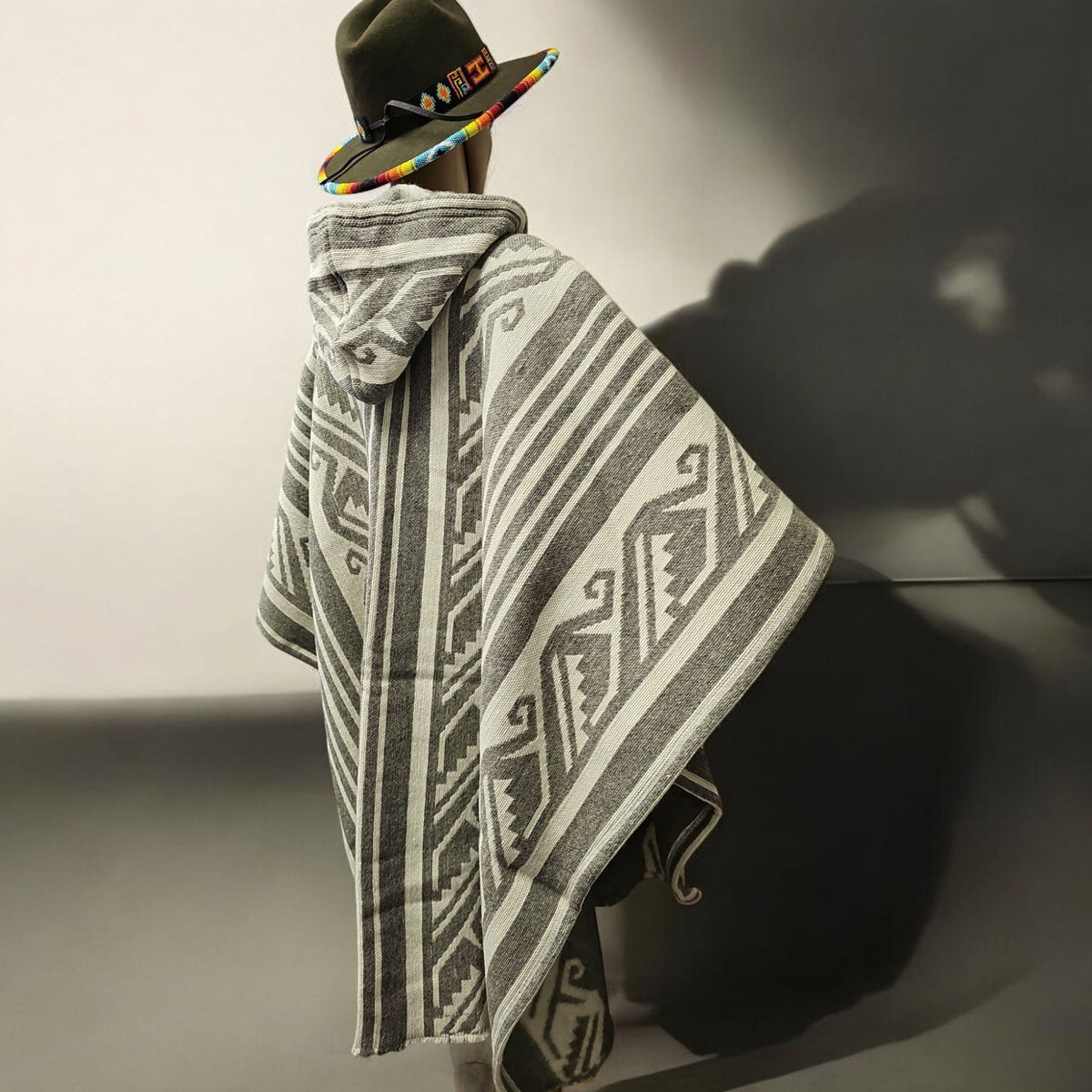 Grey Pure Llama wool Ponchos-5
