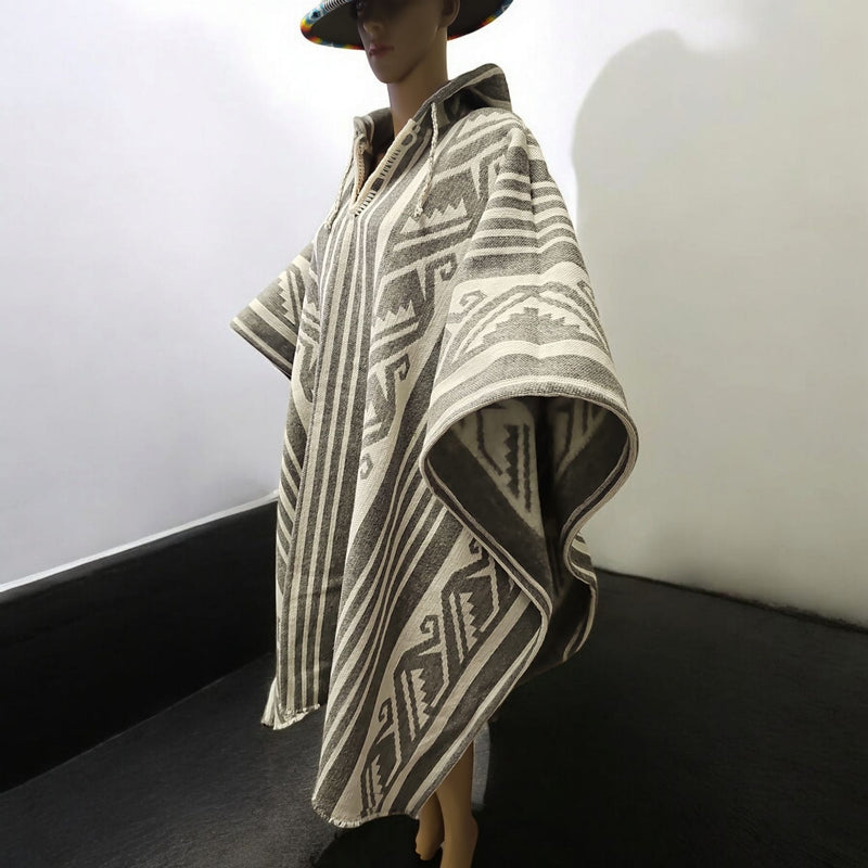 Grey Pure Llama wool Ponchos-2