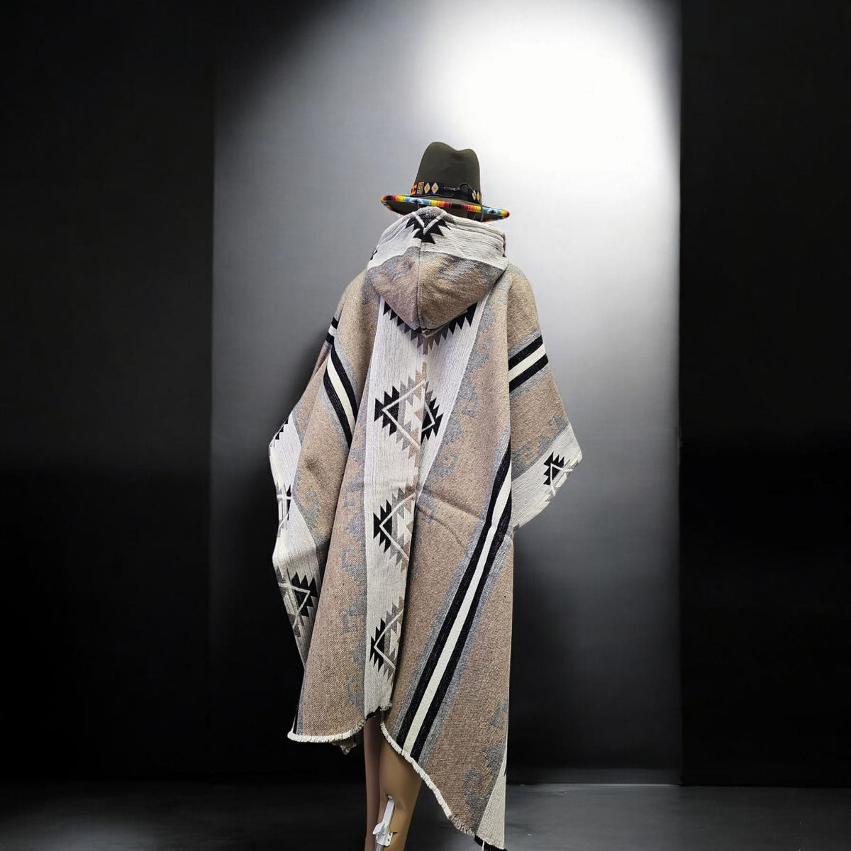 Beige Pure Llama wool Ponchos-3