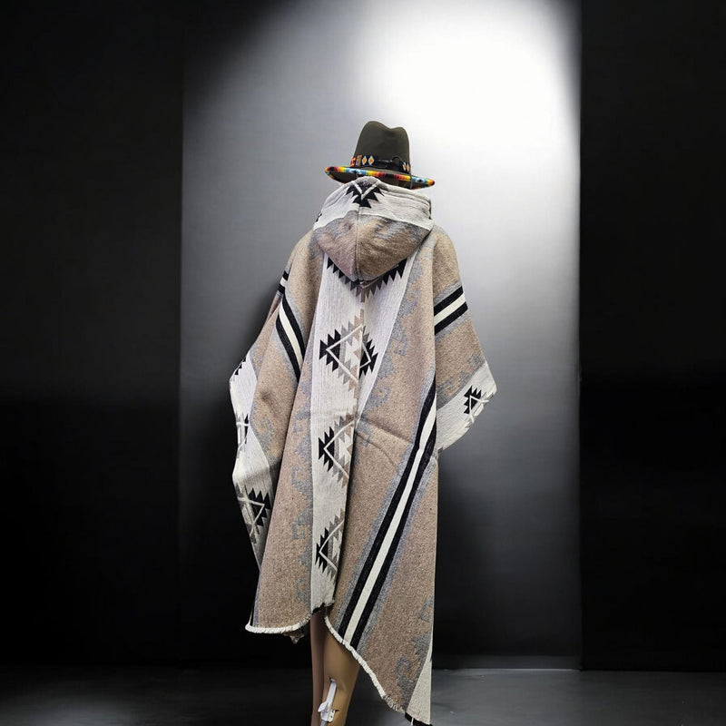 Beige Pure Llama wool Ponchos-3