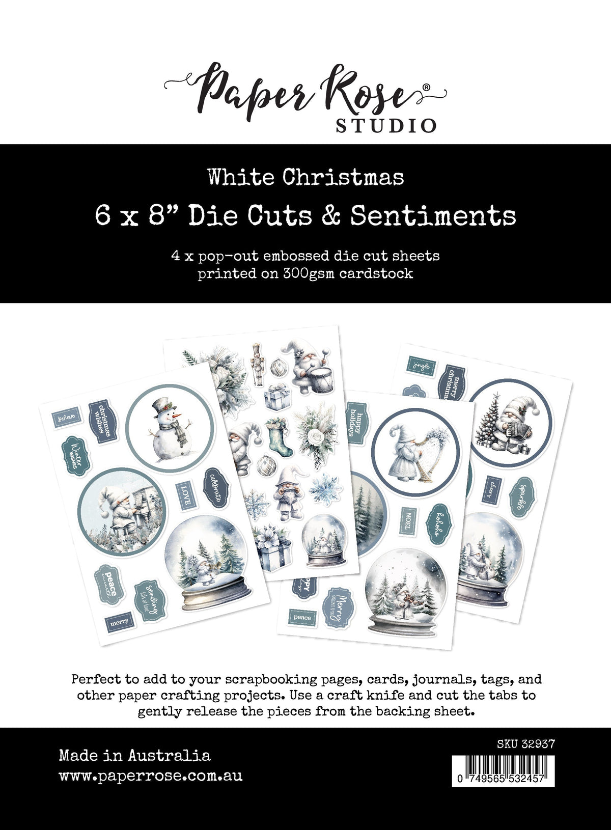 White Christmas 6x8" Die Cuts & Sentiments 32937-1