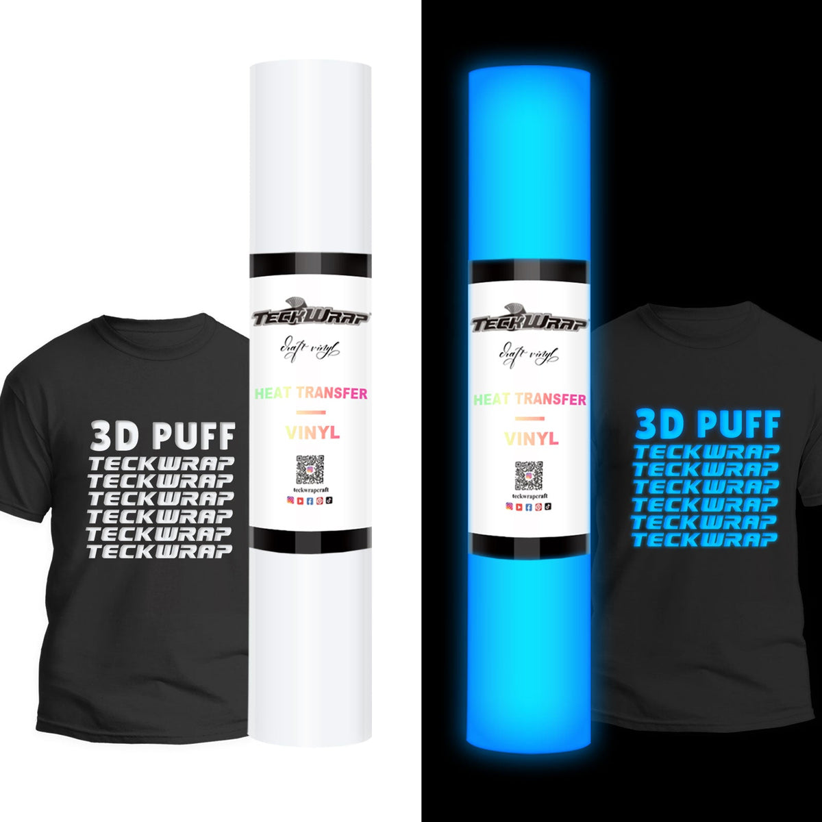 Teckwrap Glow in the Dark Puff HTV - White | Illuminate Your Designs-1