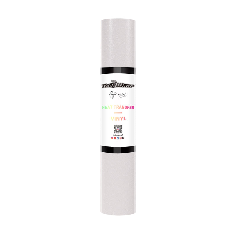 Teckwrap Glitter Heat Transfer Vinyl - White | Durable & Sparkling Designs for Tees, Hoodies, Hats, and More!-1
