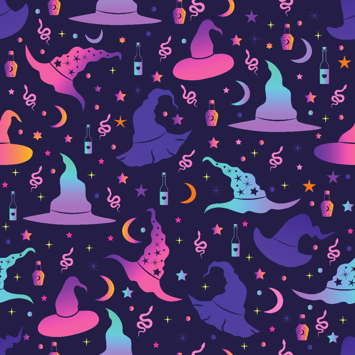 Spooky Halloween Witch Hat Pattern 1 Adhesive Vinyl-1