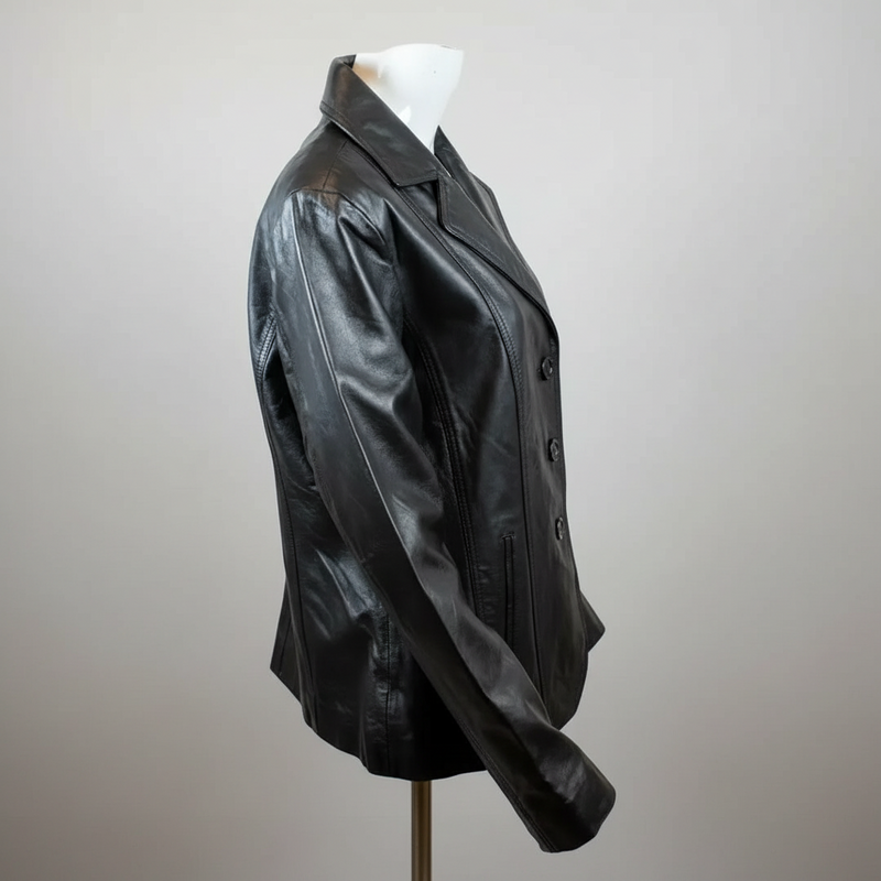 Women's Blazer Stitched Leather Jacket-4